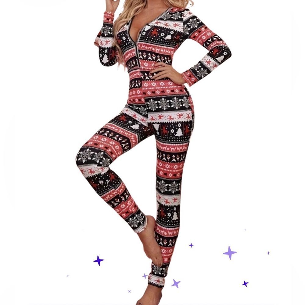 Festive Red and Black Patterned Onesie NIP/NWOT